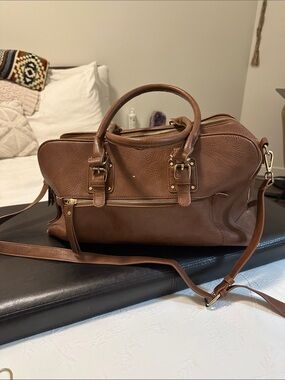 Madison West Brown faux Leather Convertible Shoulder Bag